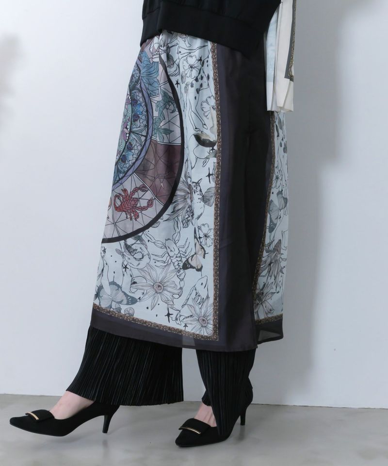 星座ステンドグラス柄シアー×ボドレー素材パンツ-4