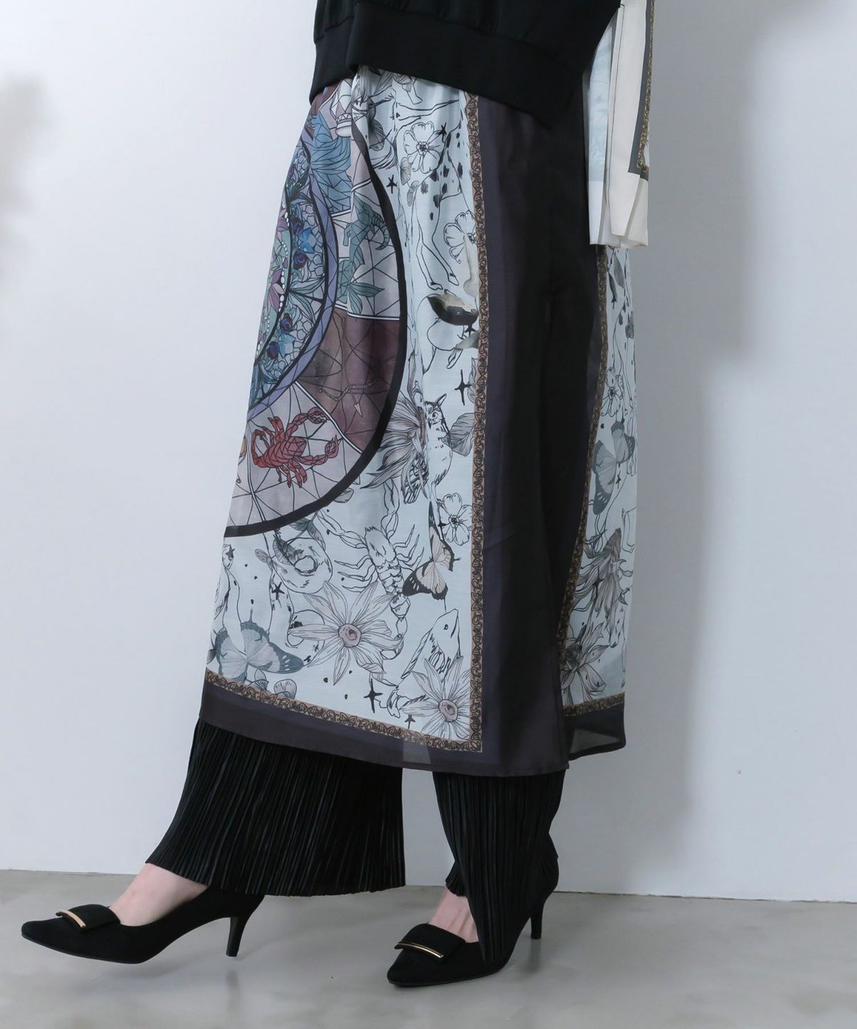 星座ステンドグラス柄シアー×ボドレー素材パンツ-4