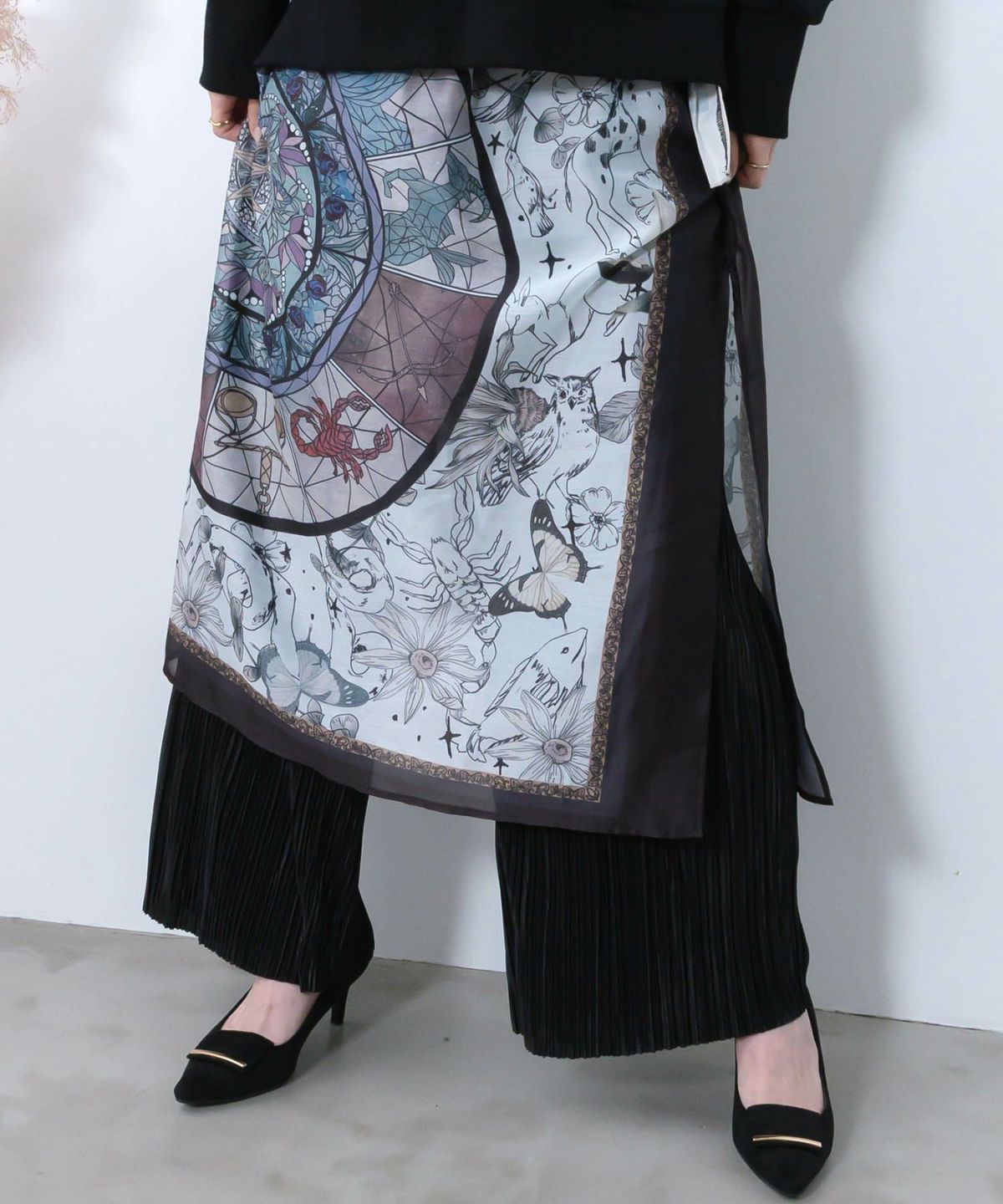 星座ステンドグラス柄シアー×ボドレー素材パンツ-7