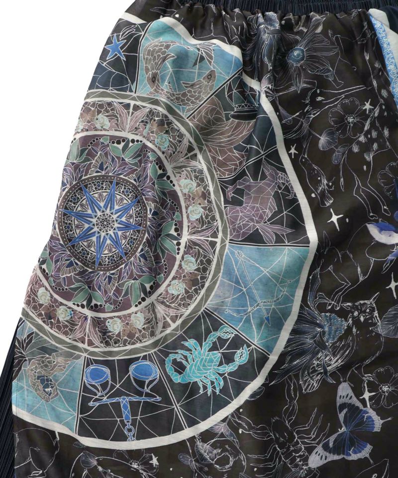 星座ステンドグラス柄シアー×ボドレー素材パンツ-14