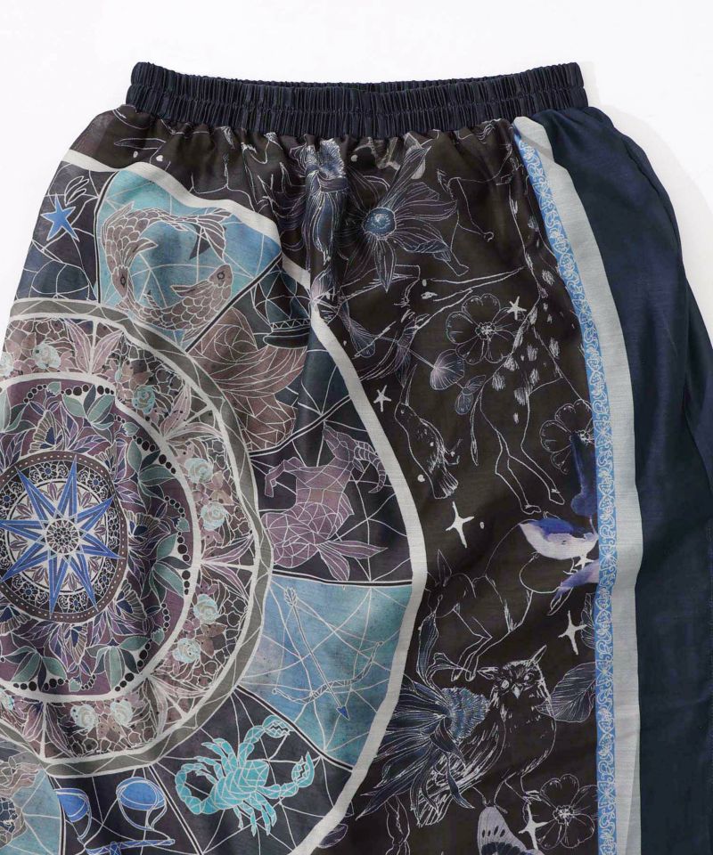 星座ステンドグラス柄シアー×ボドレー素材パンツ-15