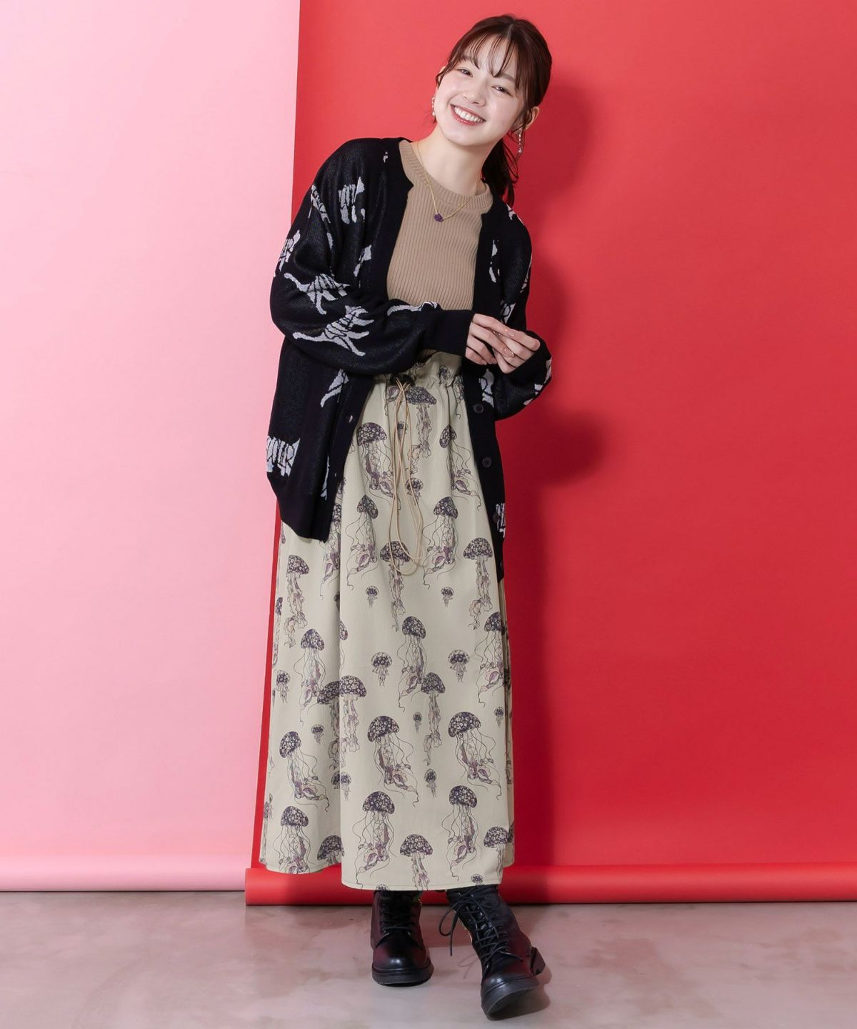 ネコスカラーUVジャガードカーディガン-2