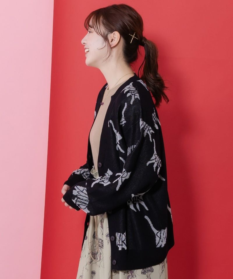 ネコスカラーUVジャガードカーディガン-3