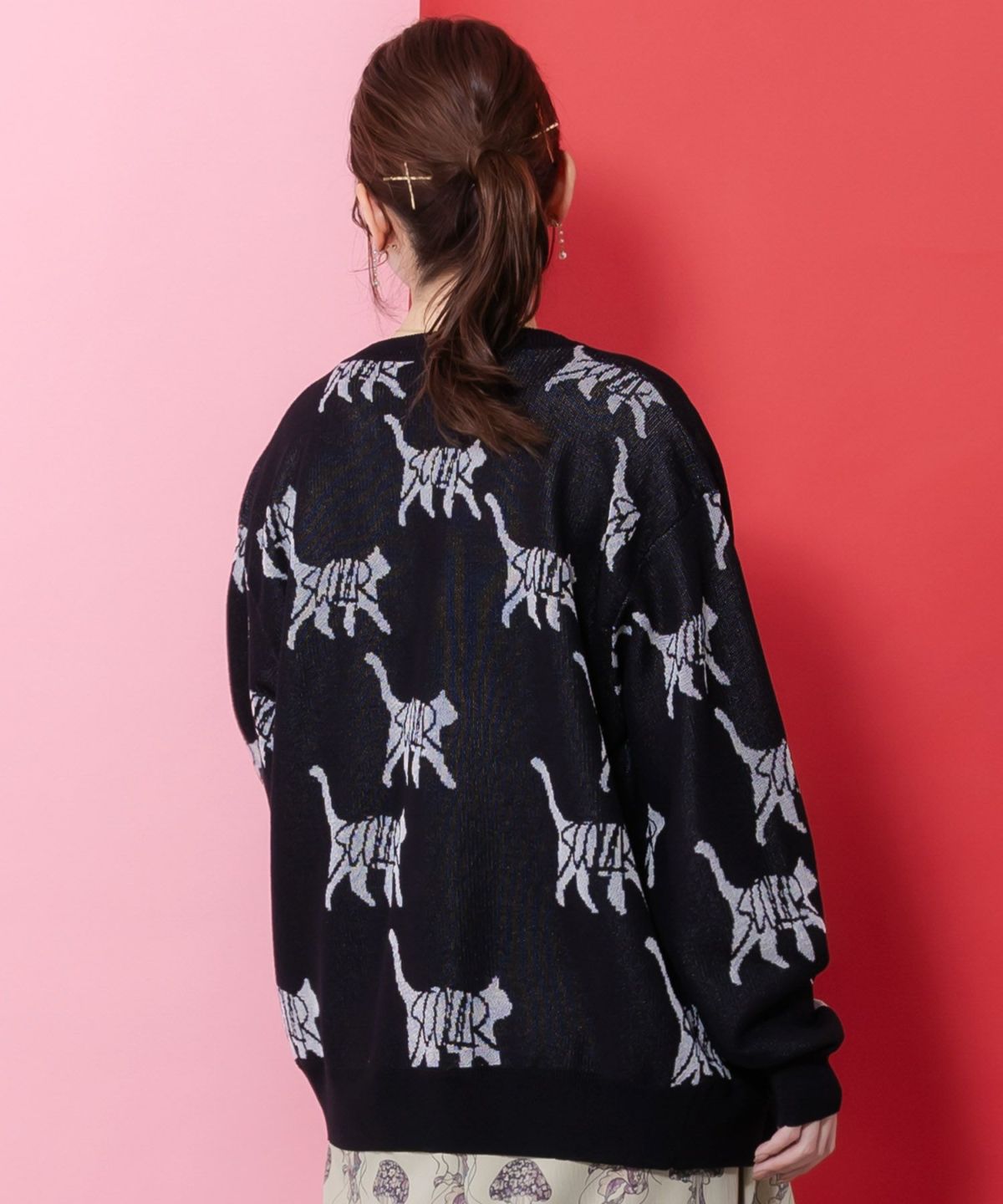 ネコスカラーUVジャガードカーディガン-4