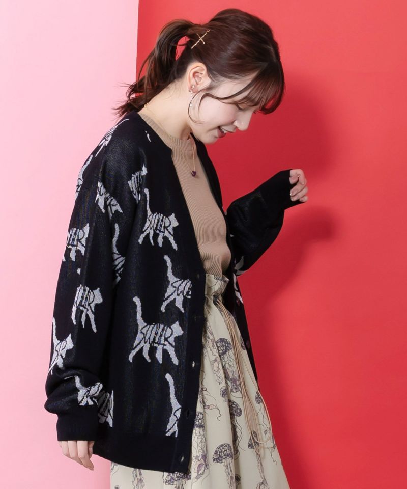 ネコスカラーUVジャガードカーディガン-5