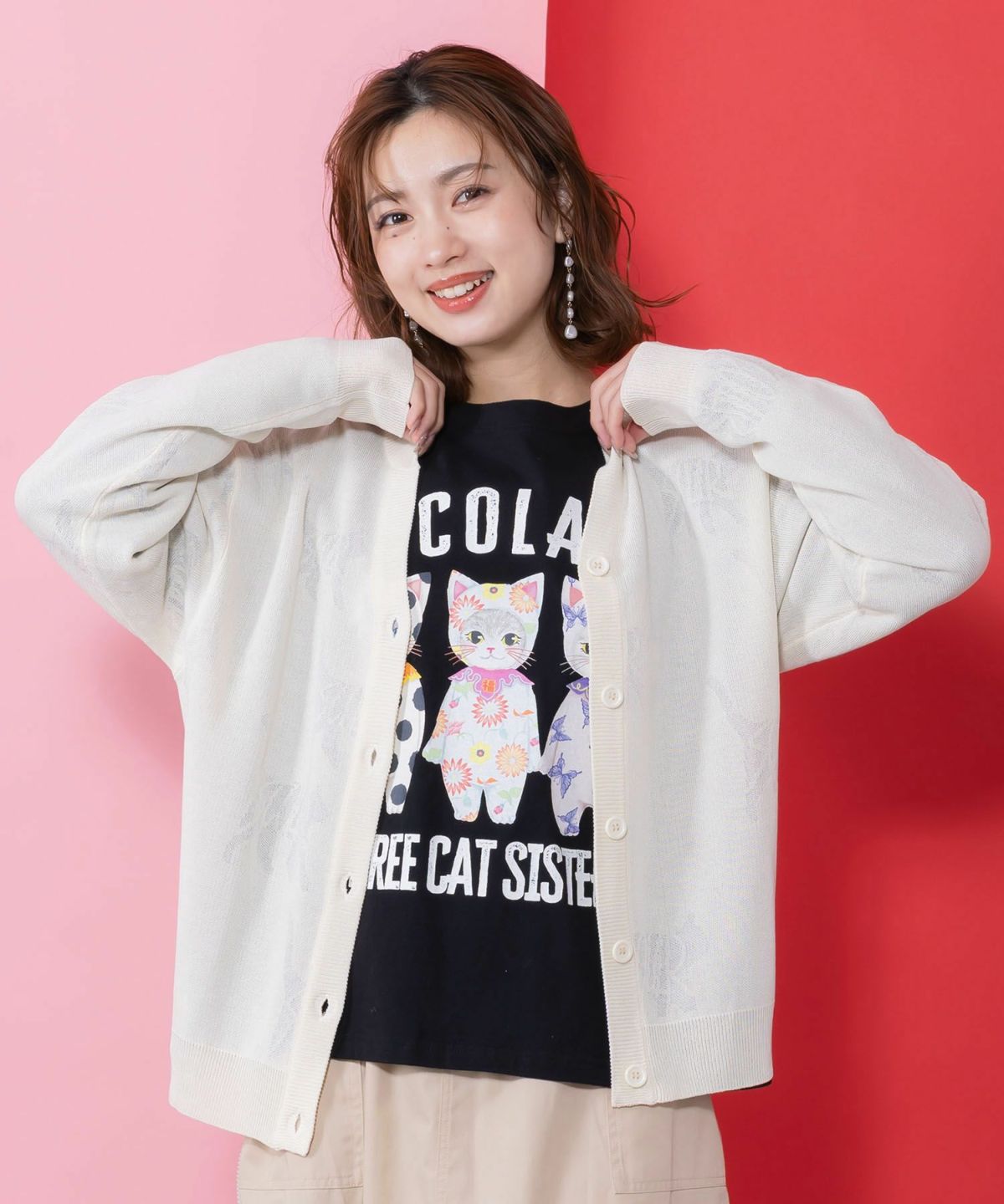 ネコスカラーUVジャガードカーディガン-8