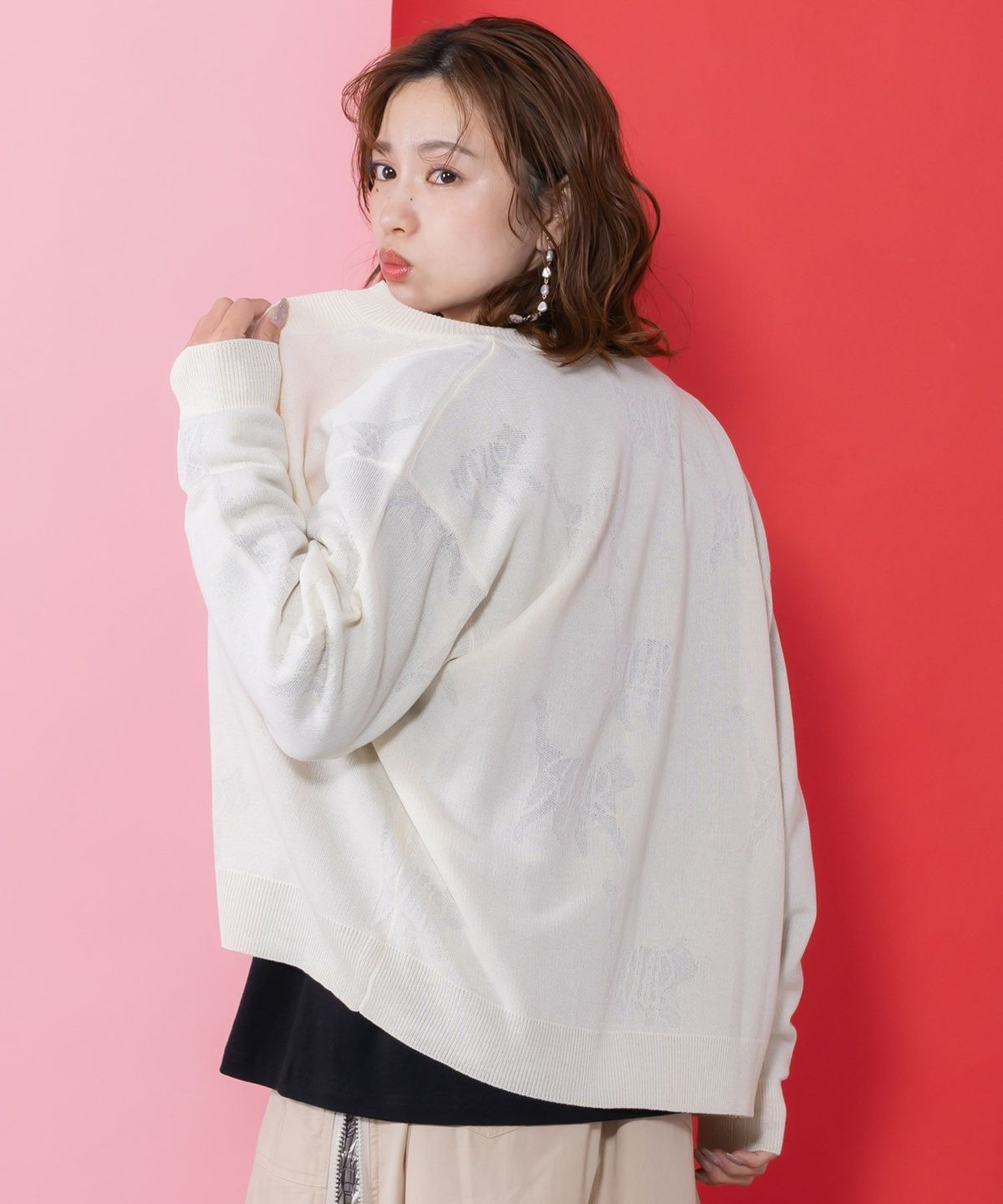 ネコスカラーUVジャガードカーディガン-11