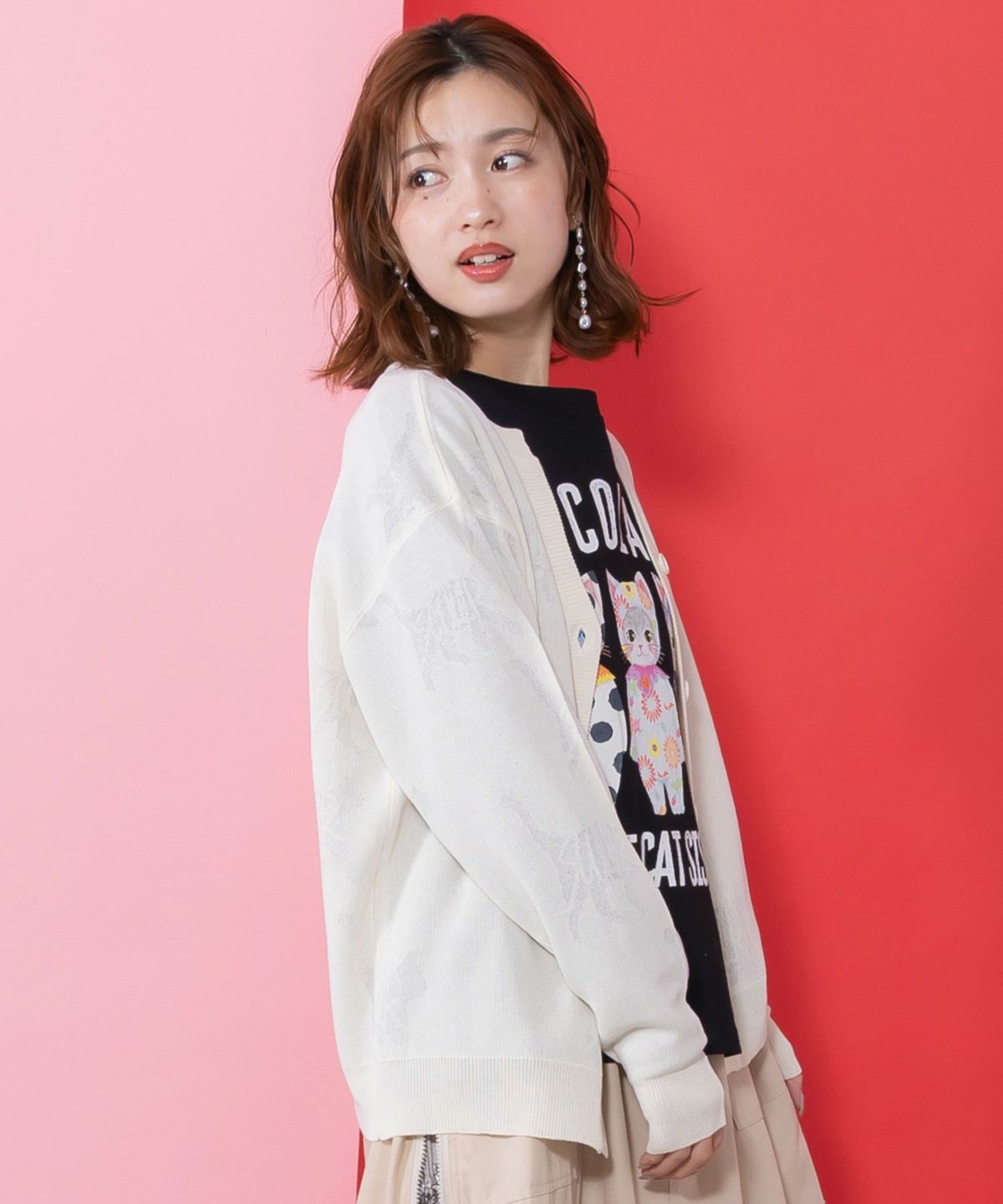 ネコスカラーUVジャガードカーディガン-12