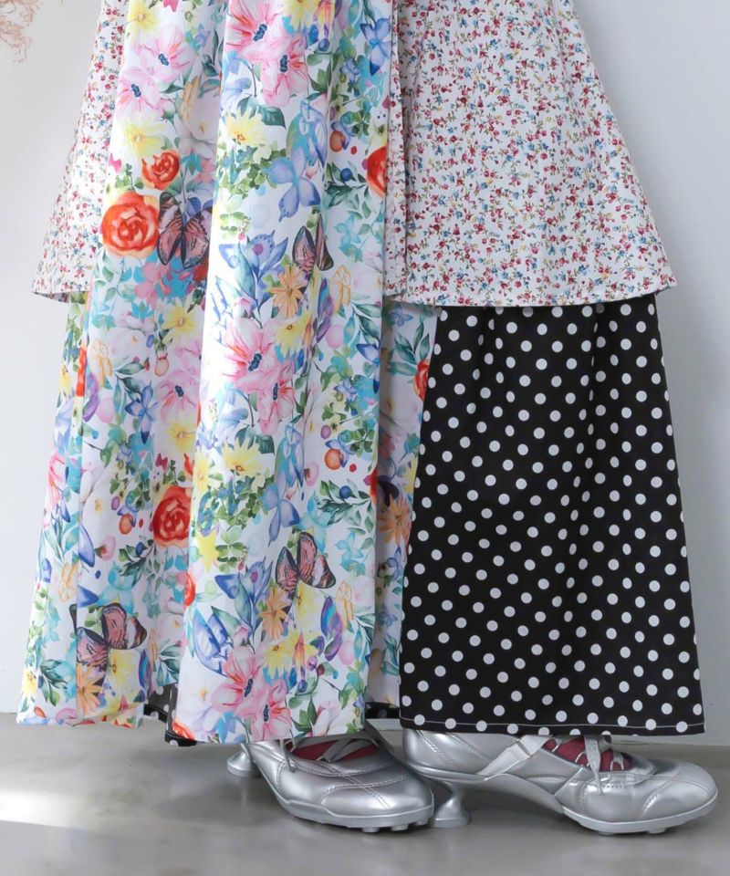 デニム×パッチワーク風 異素材切替2wayスカート-9