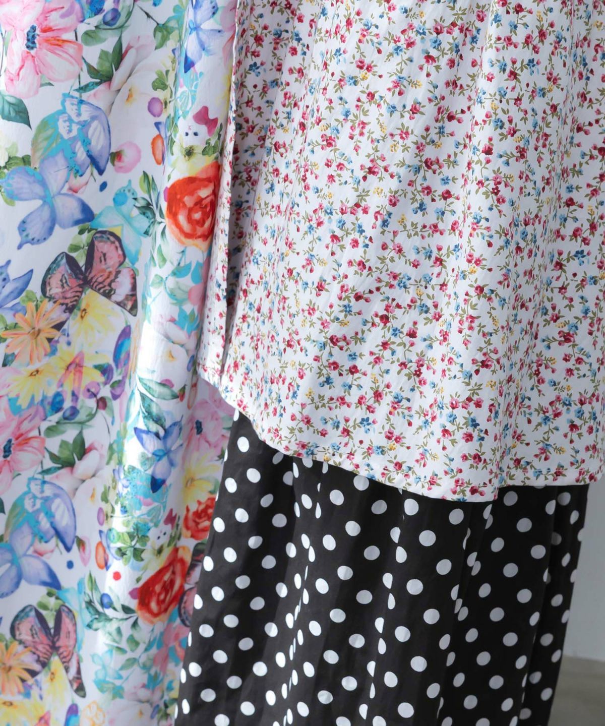 デニム×パッチワーク風 異素材切替2wayスカート-10