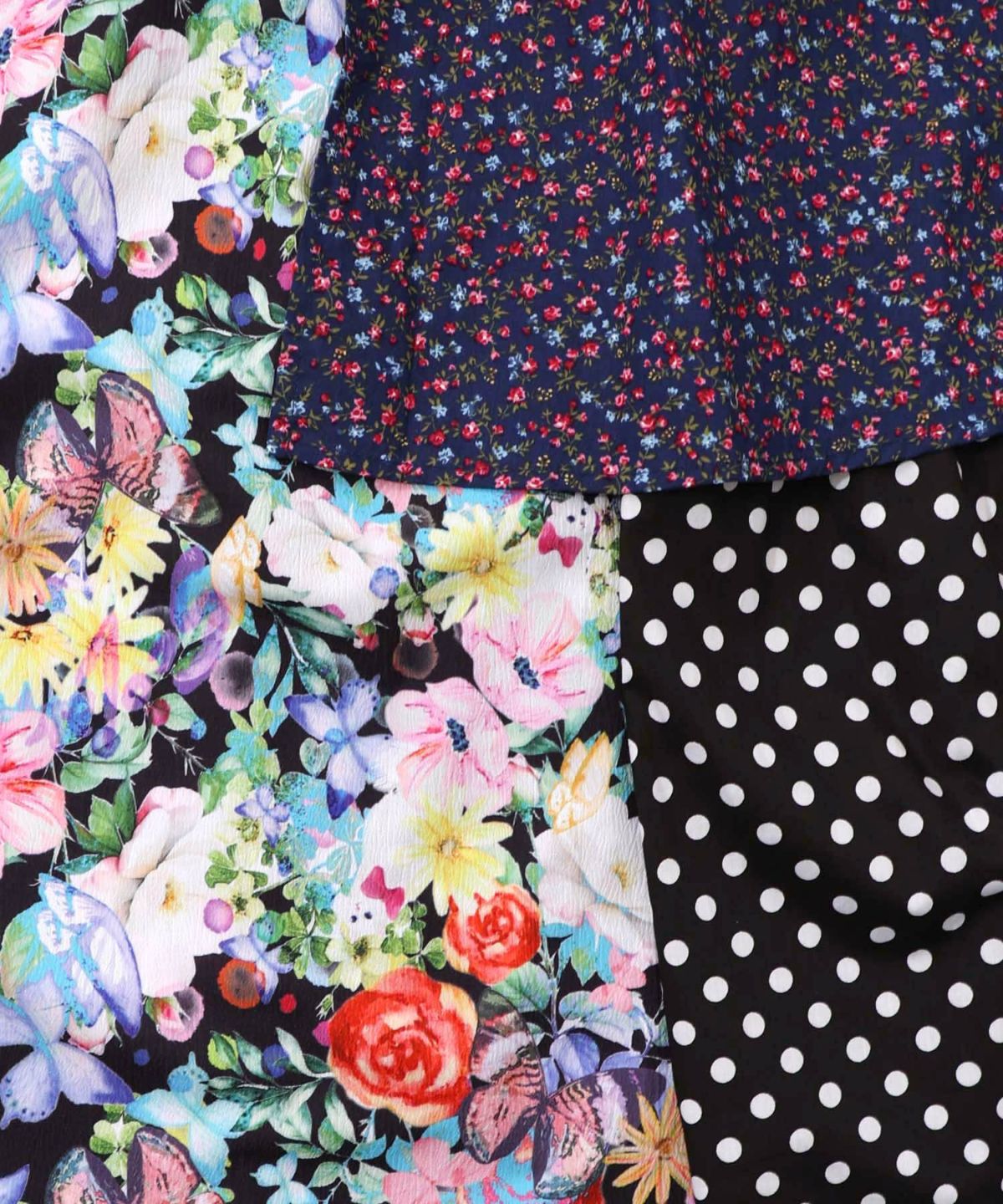 デニム×パッチワーク風 異素材切替2wayスカート-15