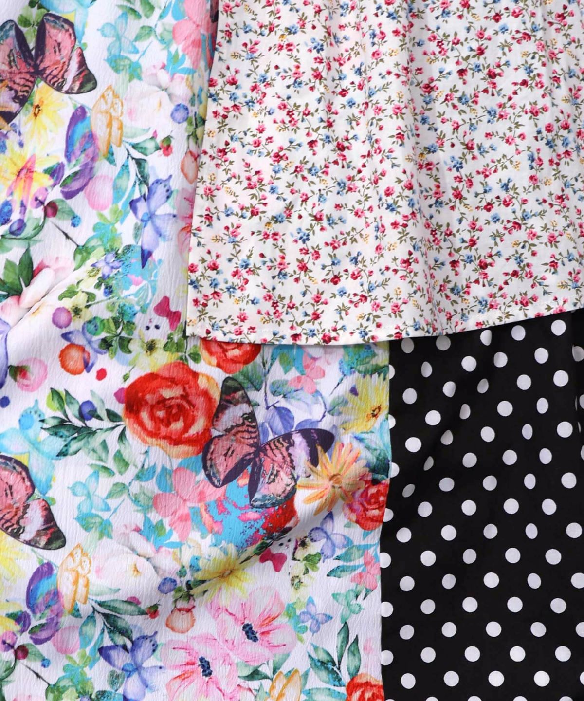 デニム×パッチワーク風 異素材切替2wayスカート-18