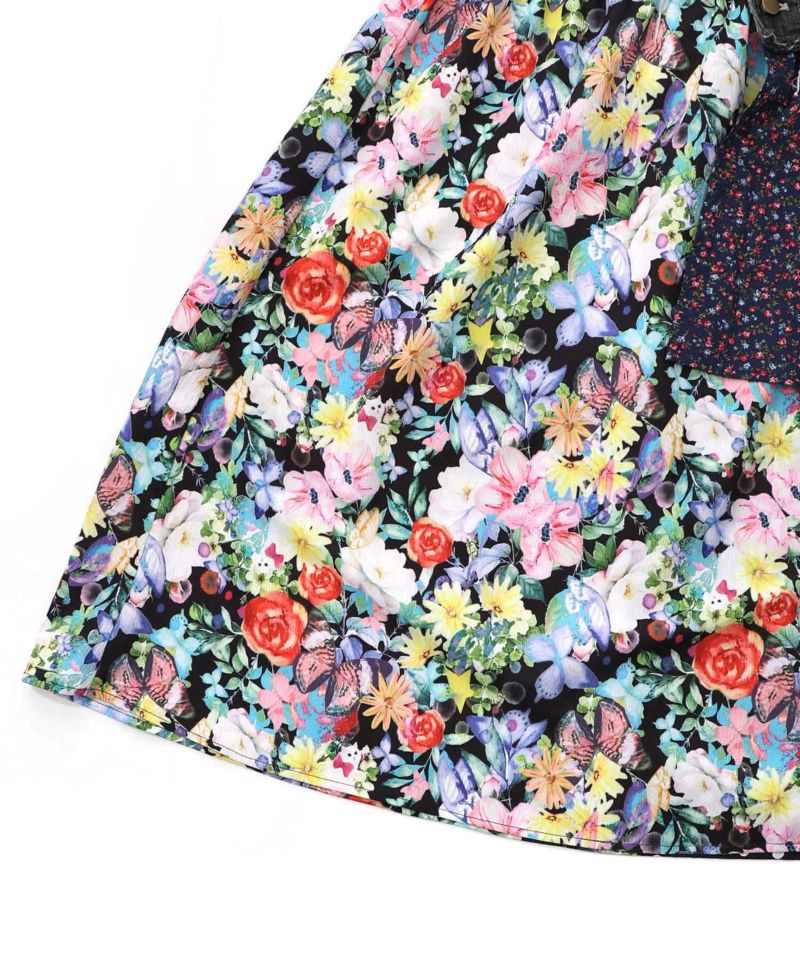 デニム×パッチワーク風 異素材切替2wayスカート-20