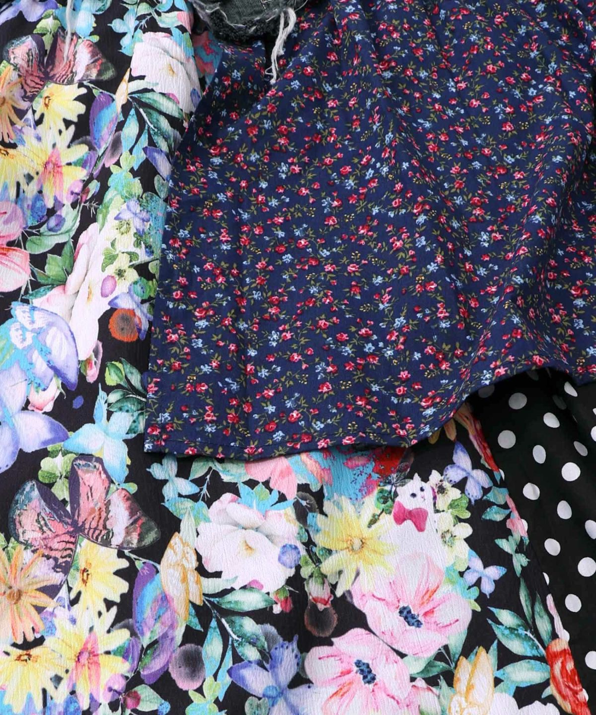 デニム×パッチワーク風 異素材切替2wayスカート-22