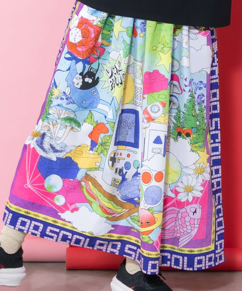 レトロスカーフ柄ワッシャー加工スカート-8