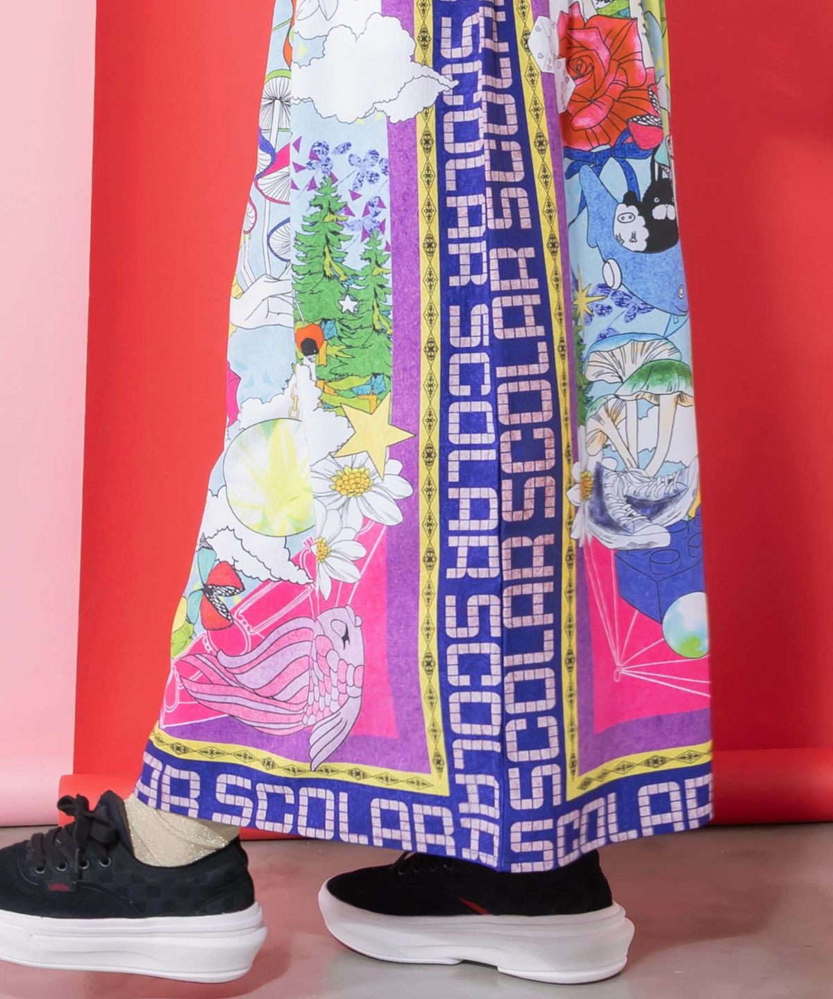 レトロスカーフ柄ワッシャー加工スカート-9