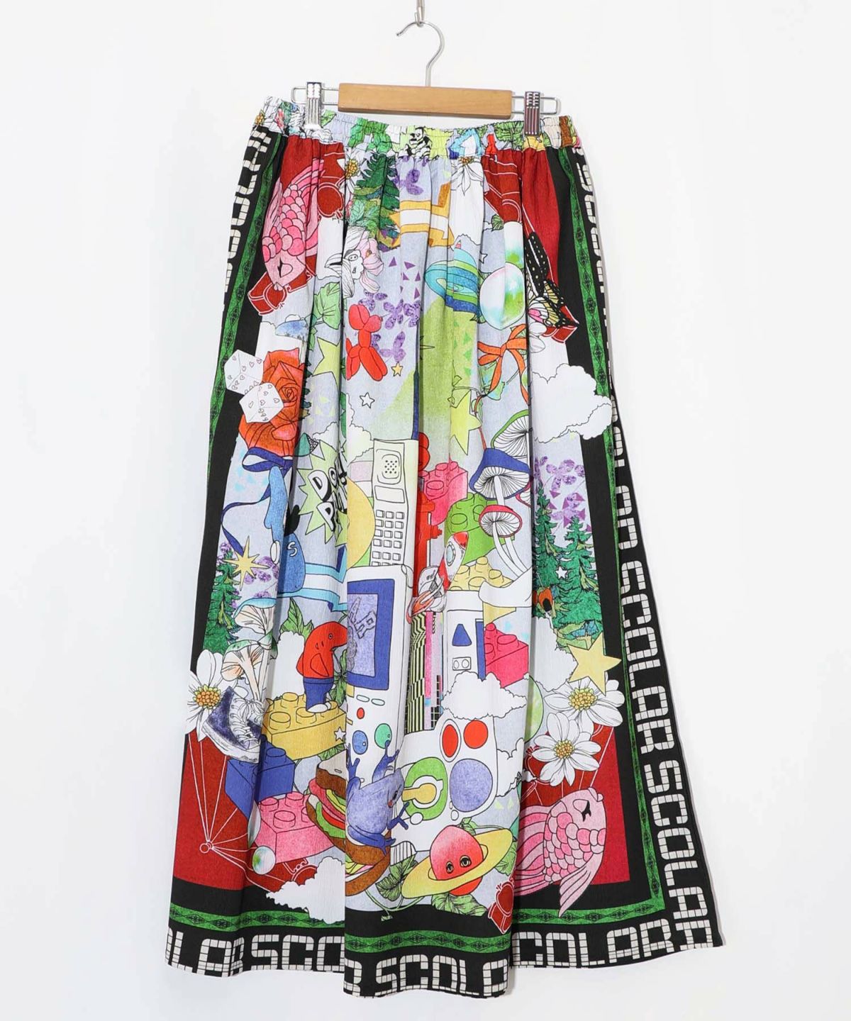 レトロスカーフ柄ワッシャー加工スカート-10