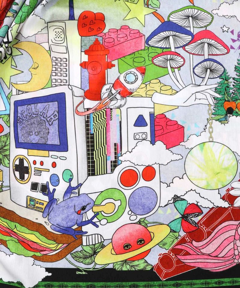 レトロスカーフ柄ワッシャー加工スカート-11