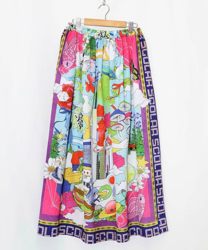 レトロスカーフ柄ワッシャー加工スカート-12