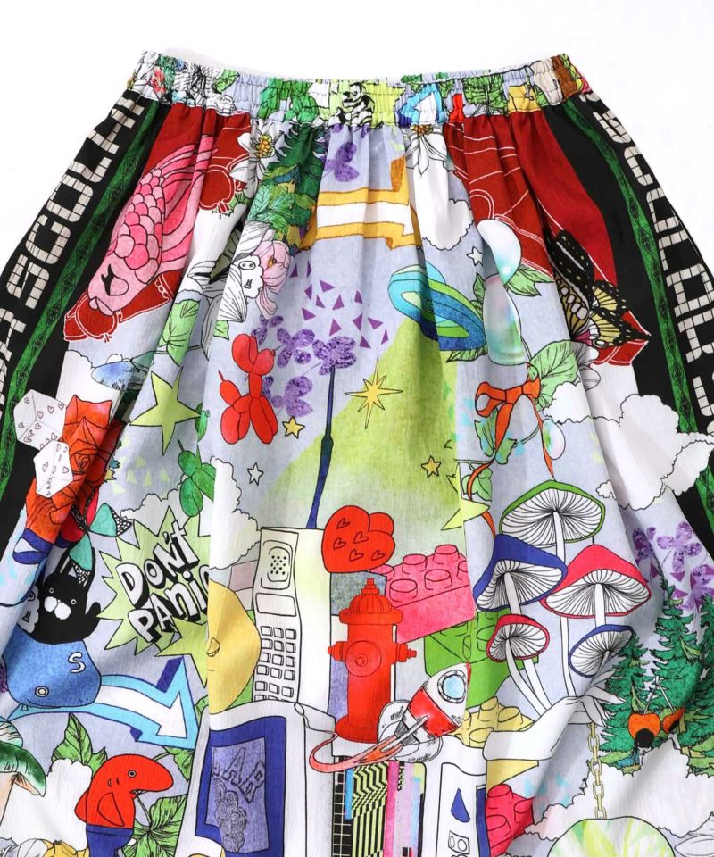 レトロスカーフ柄ワッシャー加工スカート-14