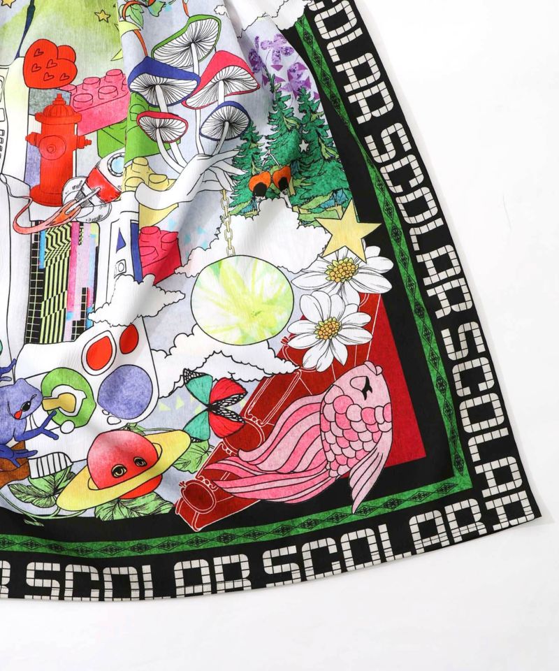 レトロスカーフ柄ワッシャー加工スカート-15