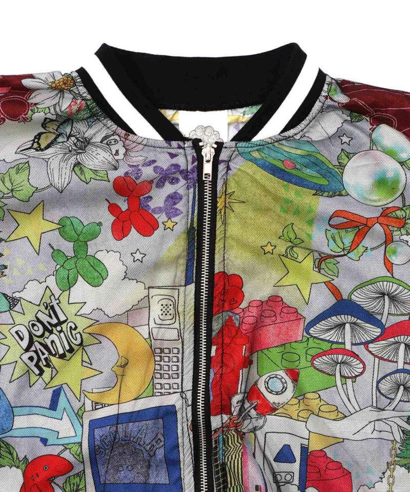 レトロスカーフ柄チュール重ねブルゾン-12