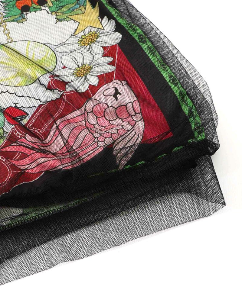 レトロスカーフ柄チュール重ねブルゾン-15